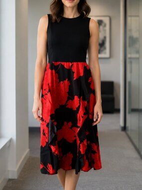 BTFBM Women's Casual Sleeveless Summer Dress Black Red Size Medium Flowy NEW